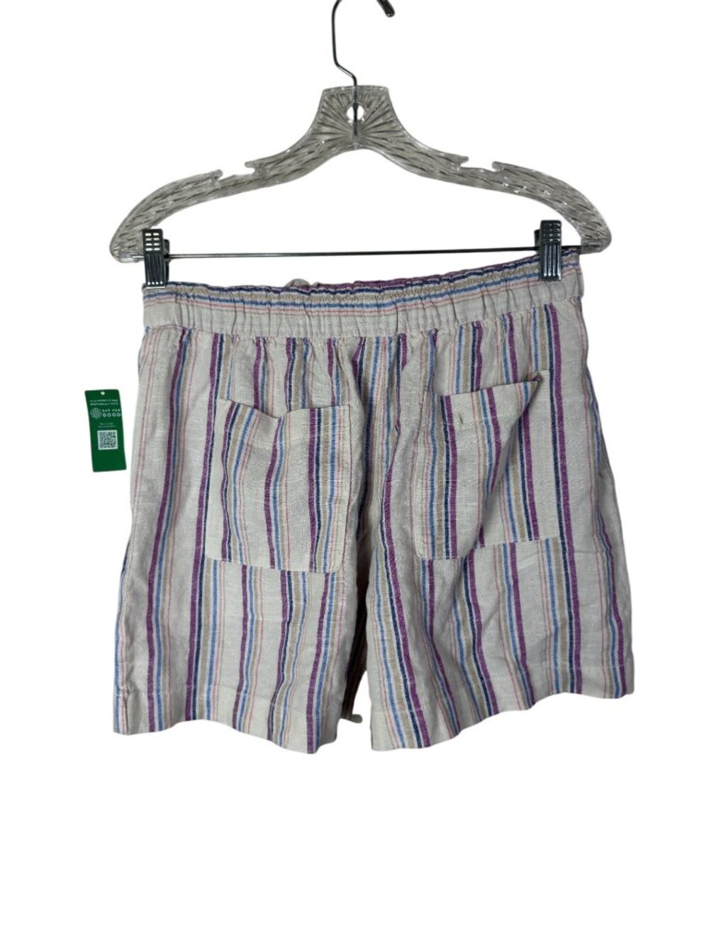 NEW Gap Striped Linen Blend Womens Shorts Elastic Waist Drawstring Size Small
